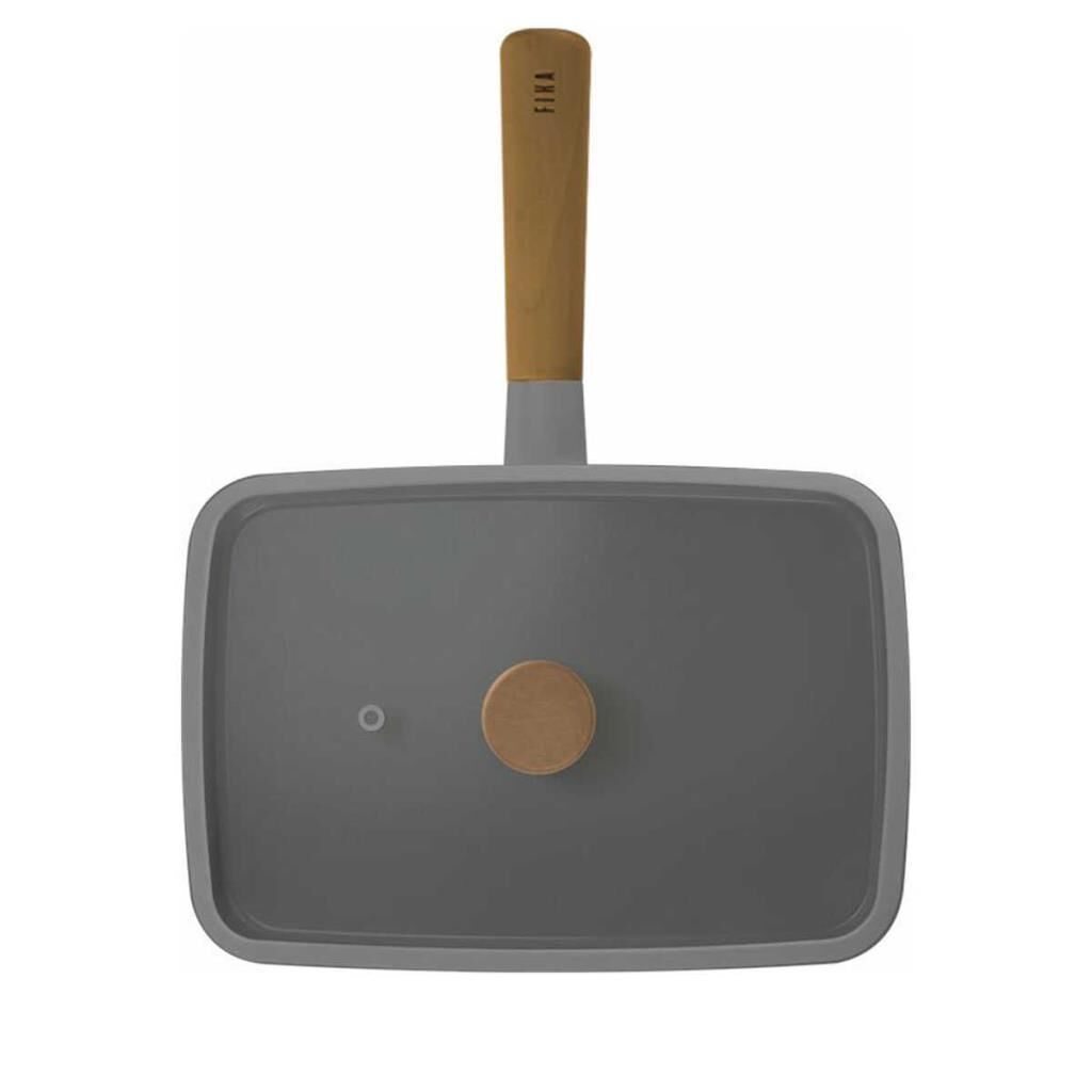 NEOFLAM FİKA ALÜMİNYUM DÖKÜM KAPAKLI DİKDÖRTGEN TAVA GRİ 29CM