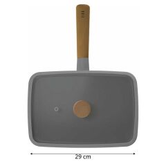 NEOFLAM FİKA ALÜMİNYUM DÖKÜM KAPAKLI DİKDÖRTGEN TAVA GRİ 29CM