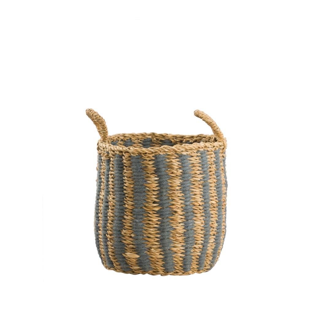 HASIR GRİ KULPLU SAKSI/SEPET 26CM
