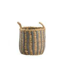 HASIR GRİ KULPLU SAKSI/SEPET 26CM