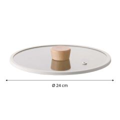 NEOFLAM FİKA SİLİKON ÇERÇEVELİ CAM KAPAK BEJ 24CM