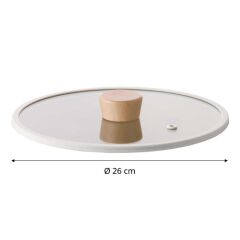 NEOFLAM FİKA SİLİKON ÇERÇEVELİ CAM KAPAK BEJ 26CM