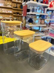 DİKDÖRTGEN 3 BOY CAM KAVANOZ 650-1050-1500 ML