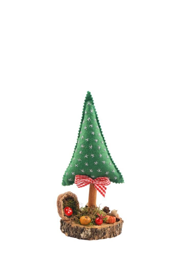 YEŞİL ÇAM AĞACI KÜTÜK DEKOR 25CM