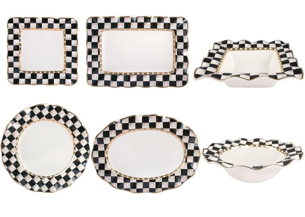 SİYAH BEYAZ DAMA 6 PARÇA SOFRA SERVİS SETİ