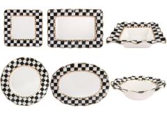 SİYAH BEYAZ DAMA 6 PARÇA SOFRA SERVİS SETİ