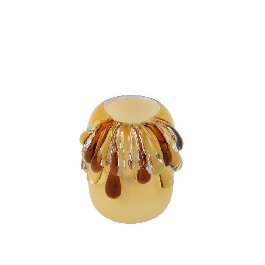 SARI KAHVE AKITMA VAZO 15X15X17CM