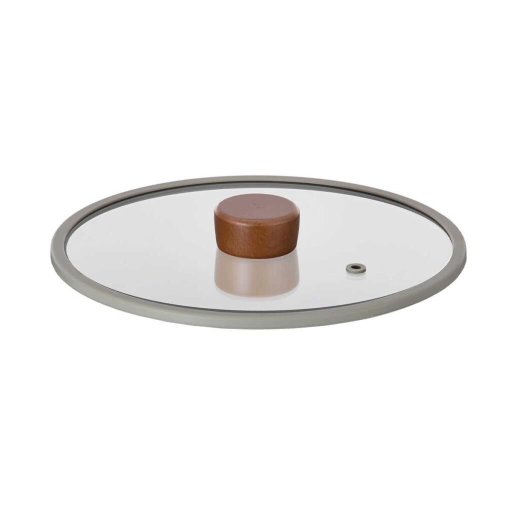 NEOFLAM FİKA SİLİKON ÇERÇEVELİ CAM KAPAK GRİ 24CM