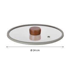 NEOFLAM FİKA SİLİKON ÇERÇEVELİ CAM KAPAK GRİ 24CM