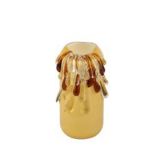 SARI KAHVE AKITMA VAZO 17X17X31CM