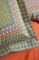 REGINA ORANGE ELEGANCE BASKILI SATEN ÇİFT KİŞİLİK NEVRESİM TAKIMI