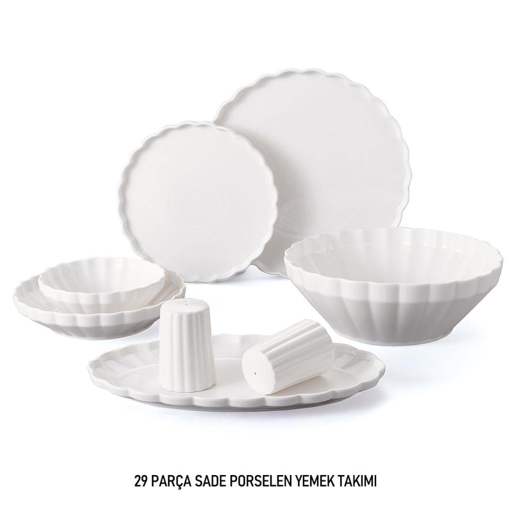 İSTİRİDYE SADE 6 KİŞİLİK 29 PARÇA YEMEK TAKIMI
