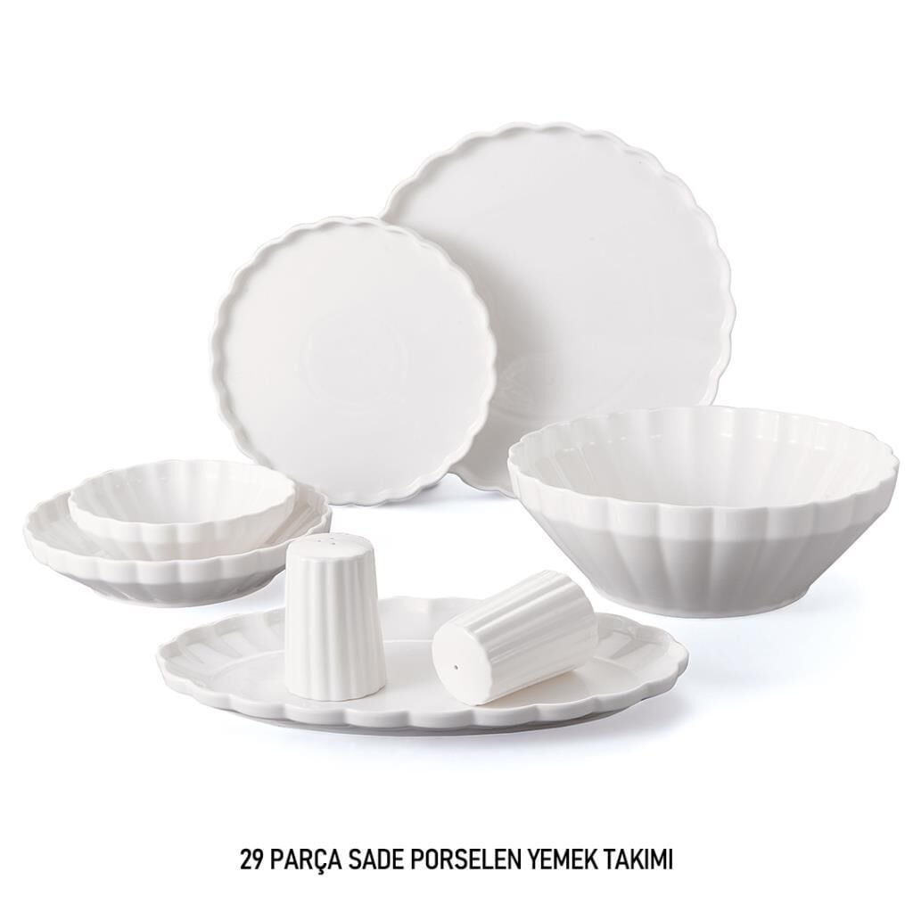 İSTİRİDYE SADE 6 KİŞİLİK 29 PARÇA YEMEK TAKIMI