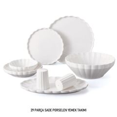İSTİRİDYE SADE 6 KİŞİLİK 29 PARÇA YEMEK TAKIMI