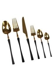 SİYAH PARLAK ALTIN 36 PARÇA ÇATAL KAŞIK BIÇAK SETİ