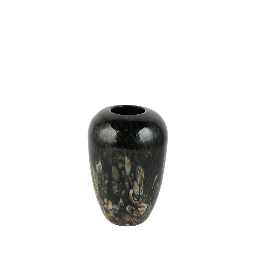SİYAH CAM VAZO 17X17X27CM