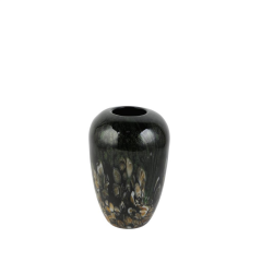 SİYAH CAM VAZO 17X17X27CM