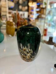 SİYAH CAM VAZO 17X17X27CM