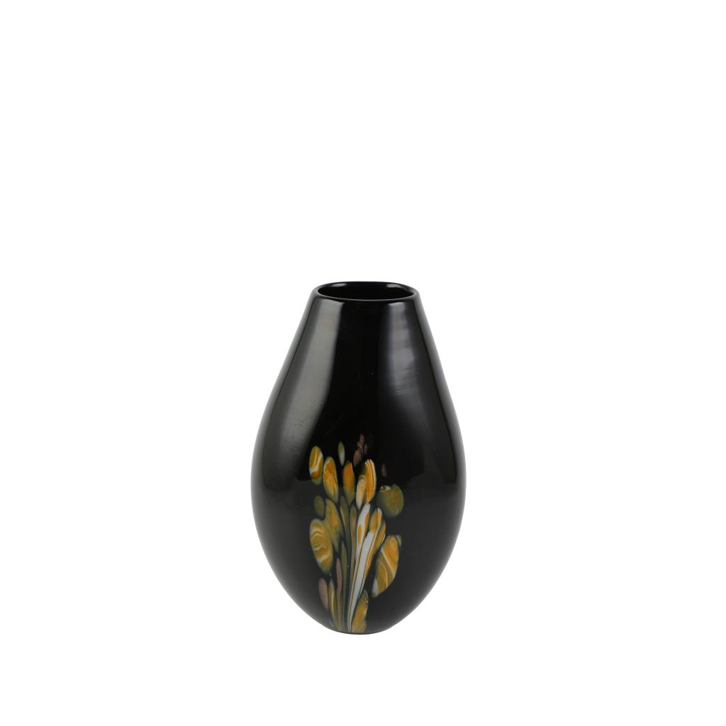 SİYAH CAM DEMET VAZO 14X21X33CM