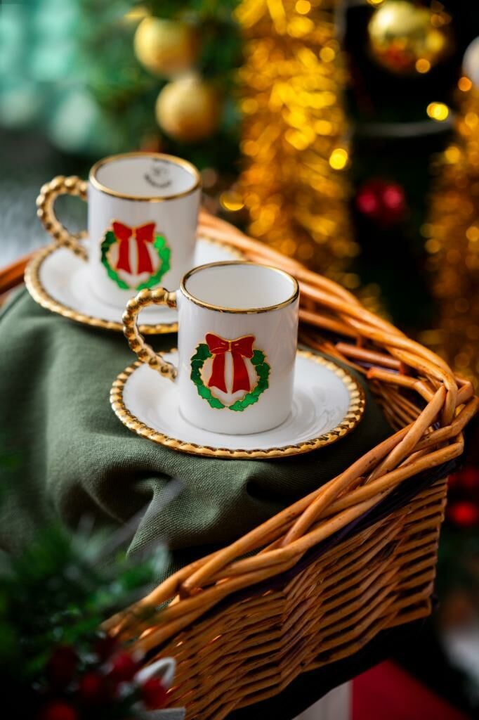 NOEL KIRMIZI FİYONK 2 KİŞİLİK TÜRK KAHVESİ FİNCANI