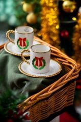 NOEL KIRMIZI FİYONK 2 KİŞİLİK TÜRK KAHVESİ FİNCANI