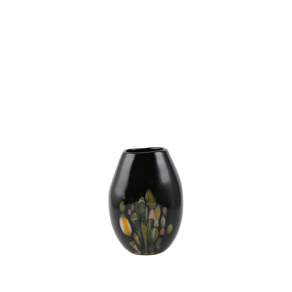 SİYAH CAM DEMET VAZO 13X17X23CM