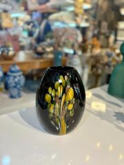 SİYAH CAM DEMET VAZO 13X17X23CM