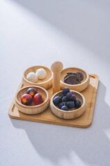 BAMBU TEPSİLİ 4'LÜ KASE/ÇEREZLİK