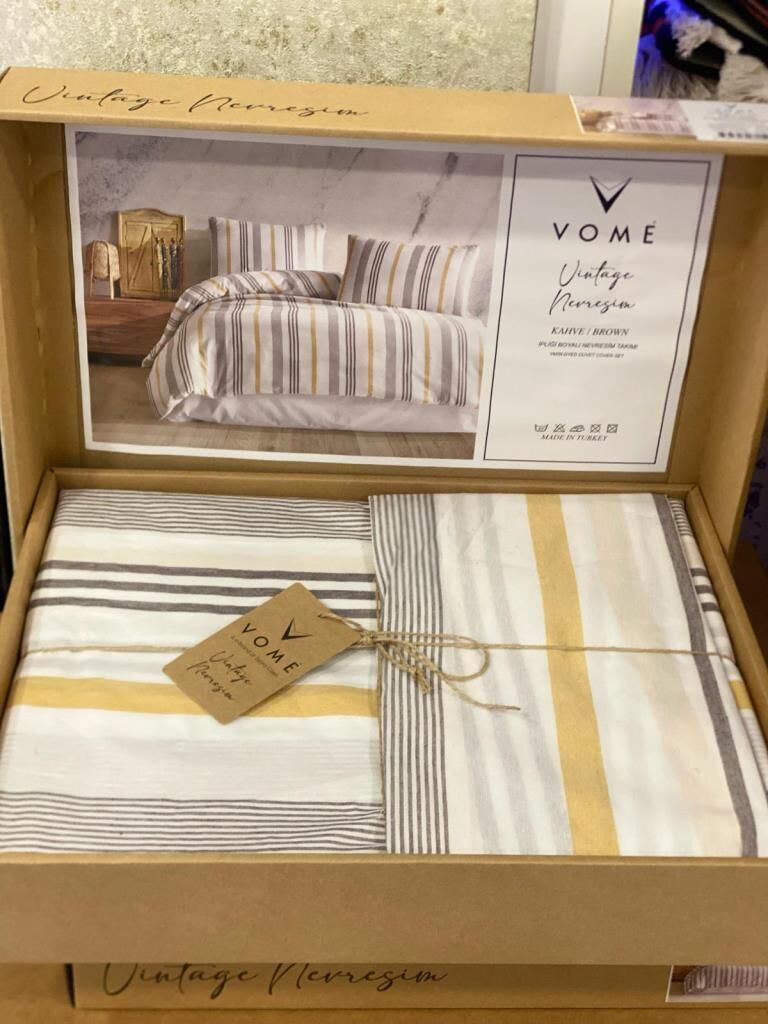 VOME KAHVE ÇİFT KİŞİLİK NEVRESİM TAKIMI