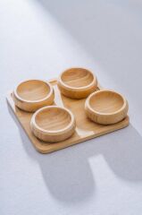 BAMBU TEPSİLİ 4'LÜ ÇEREZLİK/SUNUMLUK
