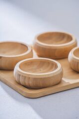 BAMBU TEPSİLİ 4'LÜ ÇEREZLİK/SUNUMLUK