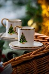 NOEL ÇAM AĞACI 2 KİŞİLİK TÜRK KAHVESİ FİNCANI