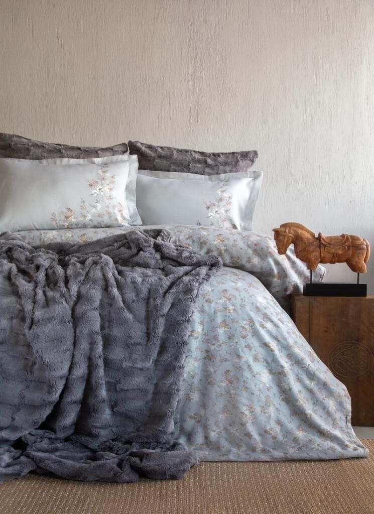 BRIELLA GRİ ÇİFT KİŞİLİK YATAK ÖRTÜLÜ SET