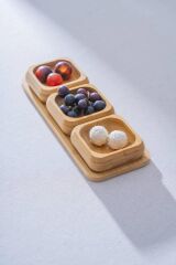 BAMBU TEPSİLİ KARE 3'LÜ ÇEREZLİK/SUNUMLUK