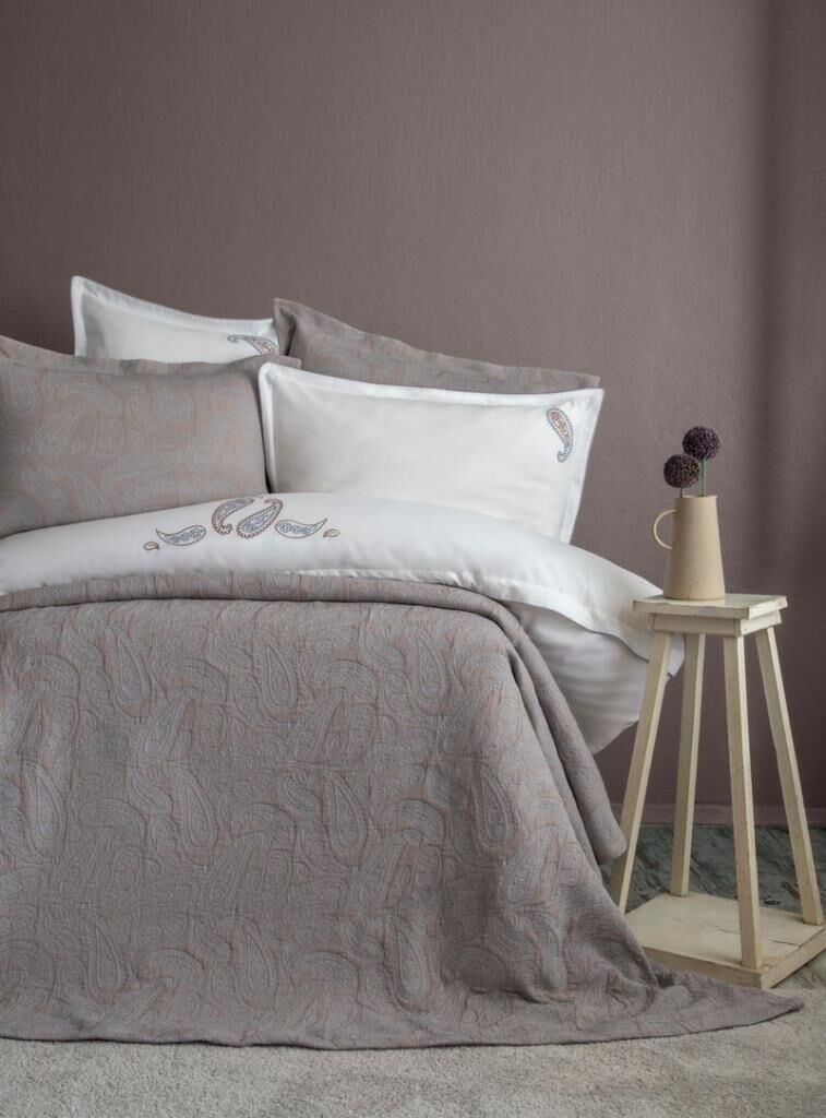 MARSILYA İNDİGO ÇİFT KİŞİLİK NEVRESİM TAKIMI&YATAK ÖRTÜSÜ