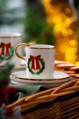 NOEL KIRMIZI FİYONK 2 KİŞİLİK TÜRK KAHVESİ FİNCANI