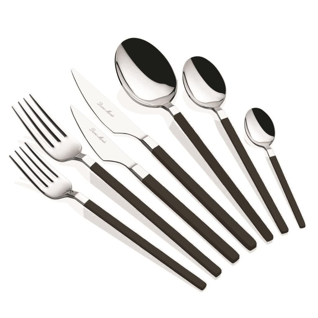 CARRE GÜMÜŞ SİYAH 6 KİŞİLİK 42 PARÇA ÇATAL KAŞIK BIÇAK TAKIMI