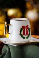 NOEL KIRMIZI FİYONK 2 KİŞİLİK TÜRK KAHVESİ FİNCANI