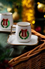 NOEL KIRMIZI FİYONK 2 KİŞİLİK TÜRK KAHVESİ FİNCANI