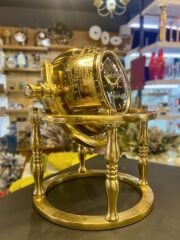 ALTIN ESKİTME HARİTA DESENLİ MASA SAATİ 20X25CM