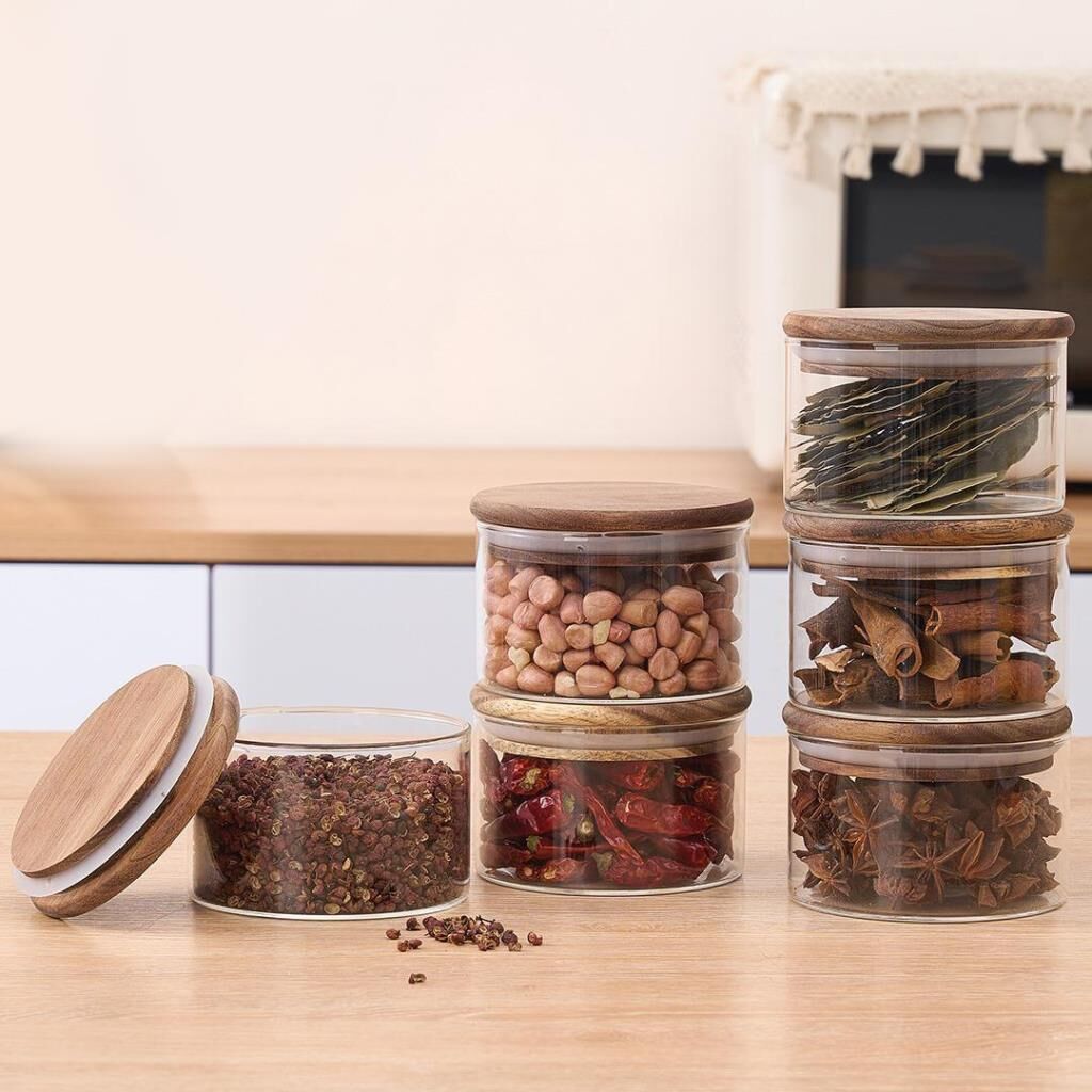 AKASYA BOROSİLİKAT 6 PARÇA YUVARLAK CAM KAVANOZ/KASE 300ML