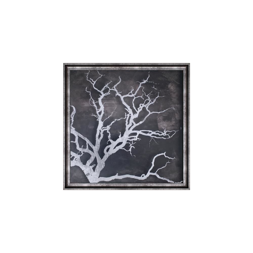 SİYAH GÜMÜŞ AĞAÇ DESEN TABLO 87X87CM
