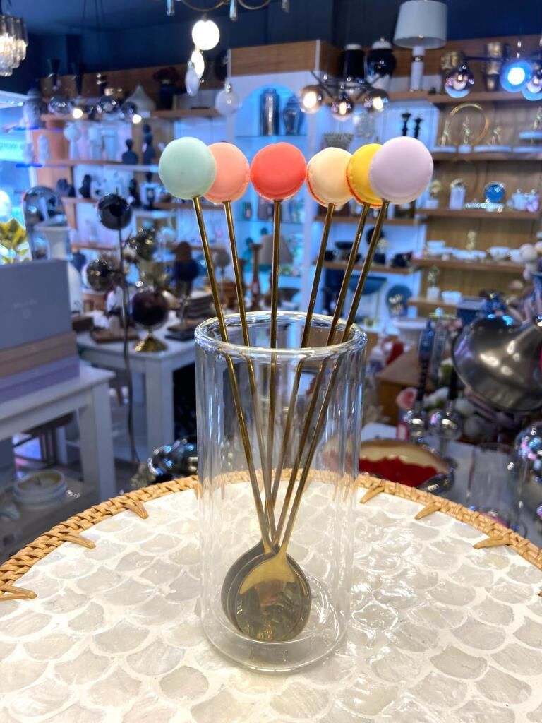 ALTIN MAKARON DESEN 6'LI KAHVE KAŞIK