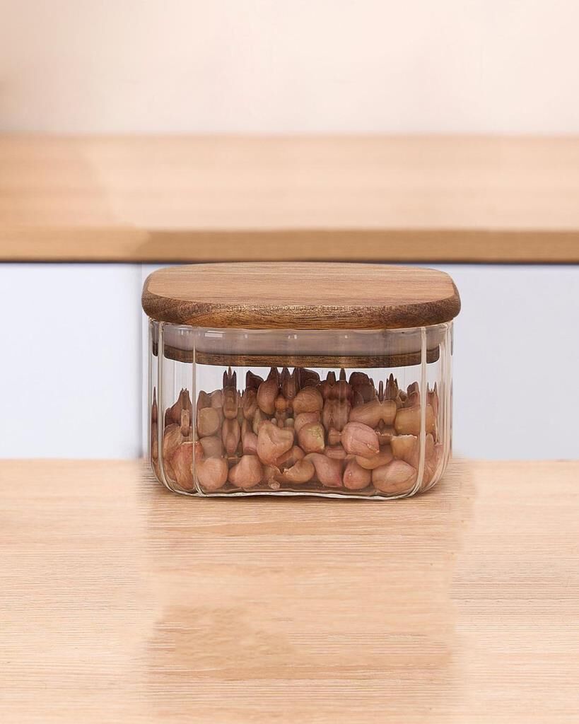 LİNE AKASYA CAM KARE KAVANOZ/KASE 350ML