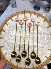 ALTIN DONUT DESEN 6'LI KAHVE KAŞIK