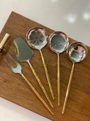 ALMERİA DEKORLU 24K ALTIN 5 PARÇA SOS SERVİS SETİ