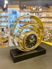 ALTIN ESKİRME SPİRAL DESEN MASA SAATİ 18X20CM