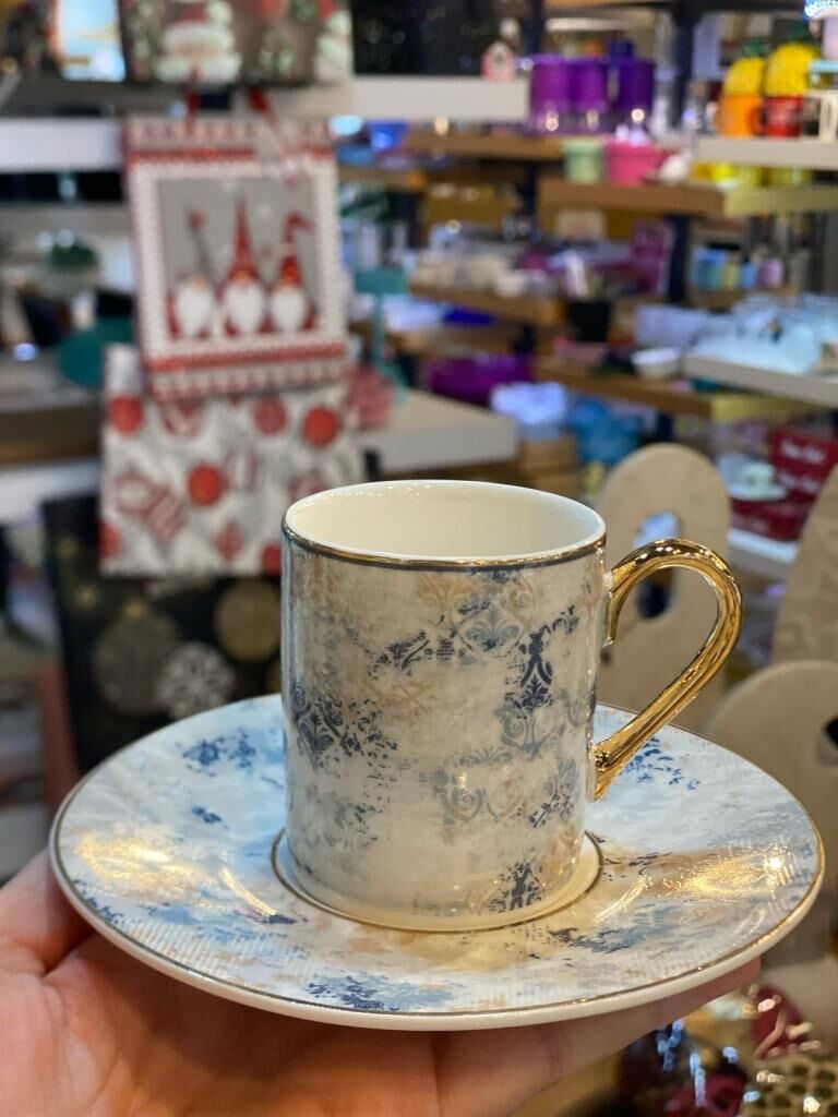 MAVİ DESENLİ TEK KİŞİLİK TÜRK KAHVESİ FİNCANI