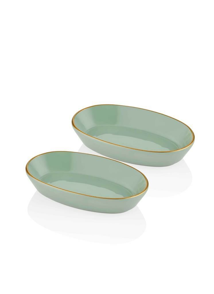 BASIC YEŞİL 2'Lİ OVAL SERVİS TABAK 26CM