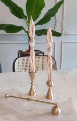 KREM DAMLACIKLI  BURGU 2'Lİ ŞAMDAN MUM 25CM